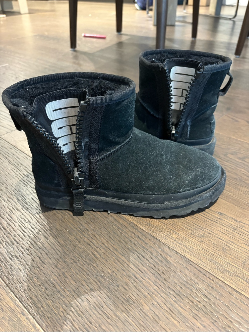UGG Kids Black Suede Zip Boot